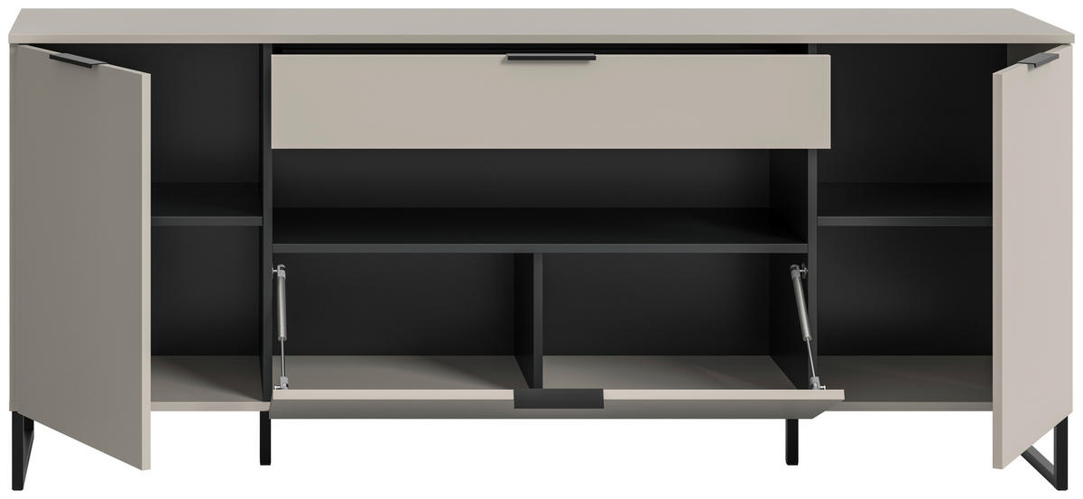 Sideboard Noida Kaschmirgrau Nachbildung schwarz B/H/T: ca. 80x185x41 cm Noida - schwarz (80,00/185,00/41,00cm) - xonox.home