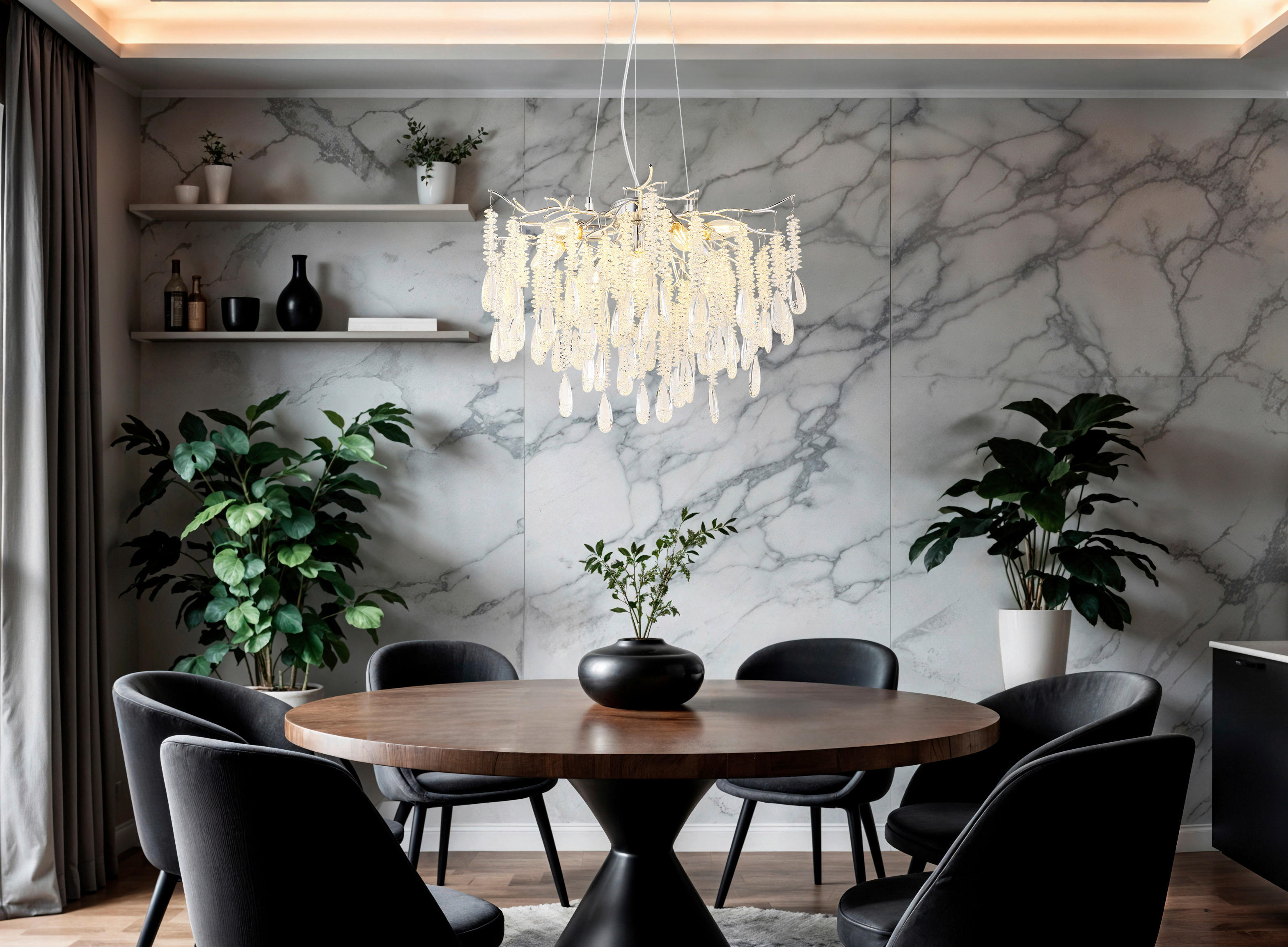 Thumbnail - GLOBO Luster gold klar amber Metall Glas H/D: ca. 120x60 cm E14 8 Brennstellen