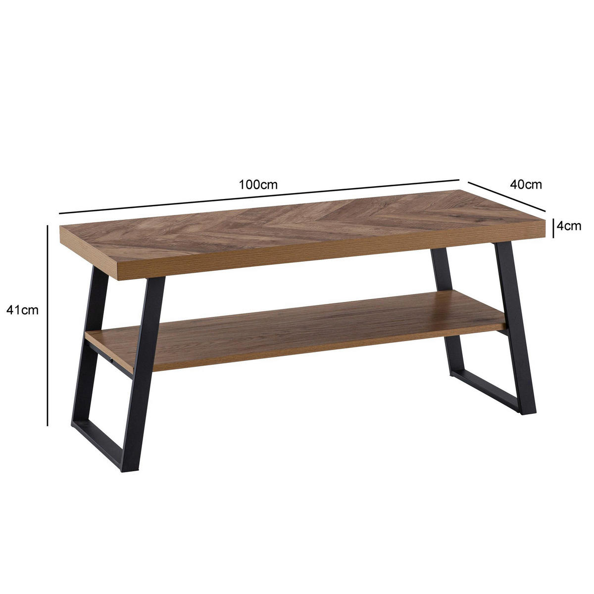 Couchtisch Eiche Optik schwarz B/H/T: ca. 100x41x40 cm Couchtisch - Eiche/schwarz (100,00/41,00/40,00cm) - Wohnling