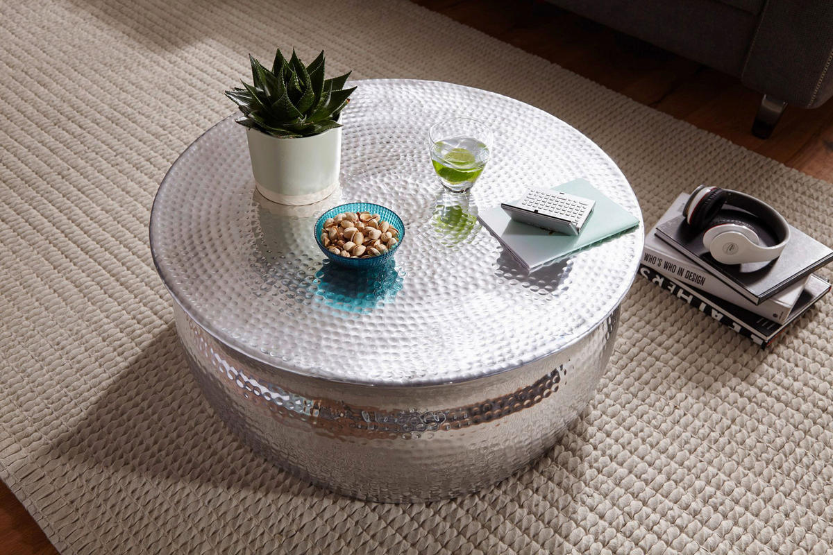 Couchtisch silber B/H/T: ca. 75x31x75 cm Couchtisch - silber (75,00/31,00/75,00cm) - Wohnling