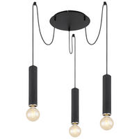 GLOBO Pendelleuchte schwarz schwarz nickel matt Holz Metall Metall H/D: ca. 160x35 cm 3.0 Brennstellen MARION - nickel matt/schwarz (35,00/160,00cm) - GLOBO