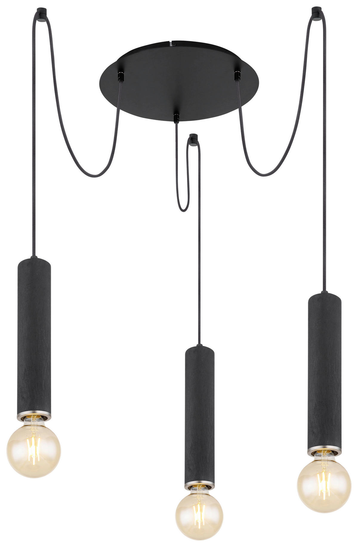 GLOBO Pendelleuchte schwarz schwarz nickel matt Holz Metall Metall H/D: ca. 160x35 cm 3.0 Brennstellen MARION - nickel matt/schwarz (35,00/160,00cm) - GLOBO
