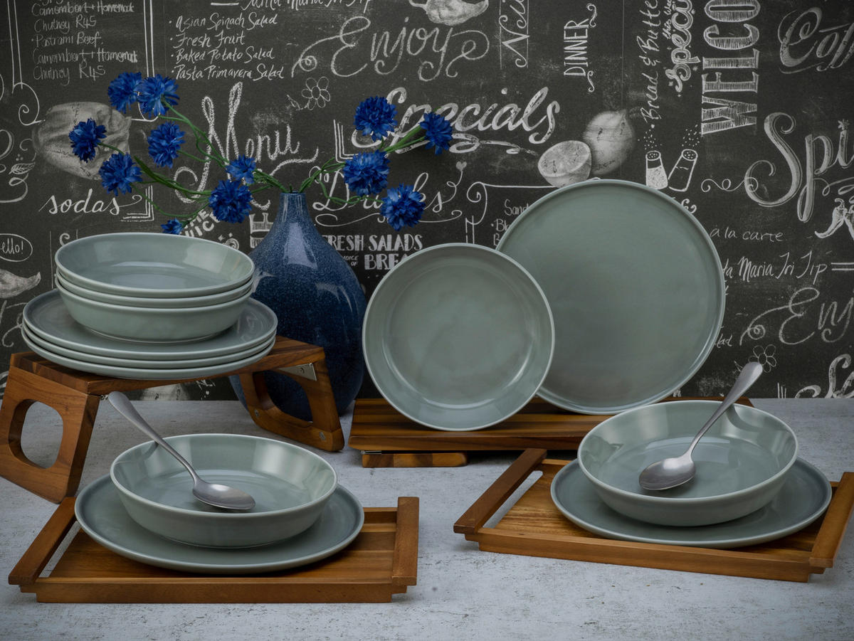 CreaTable Tafelservice Chef Collection grau Porzellan 12 tlg. Chef Collection - grau - CreaTable