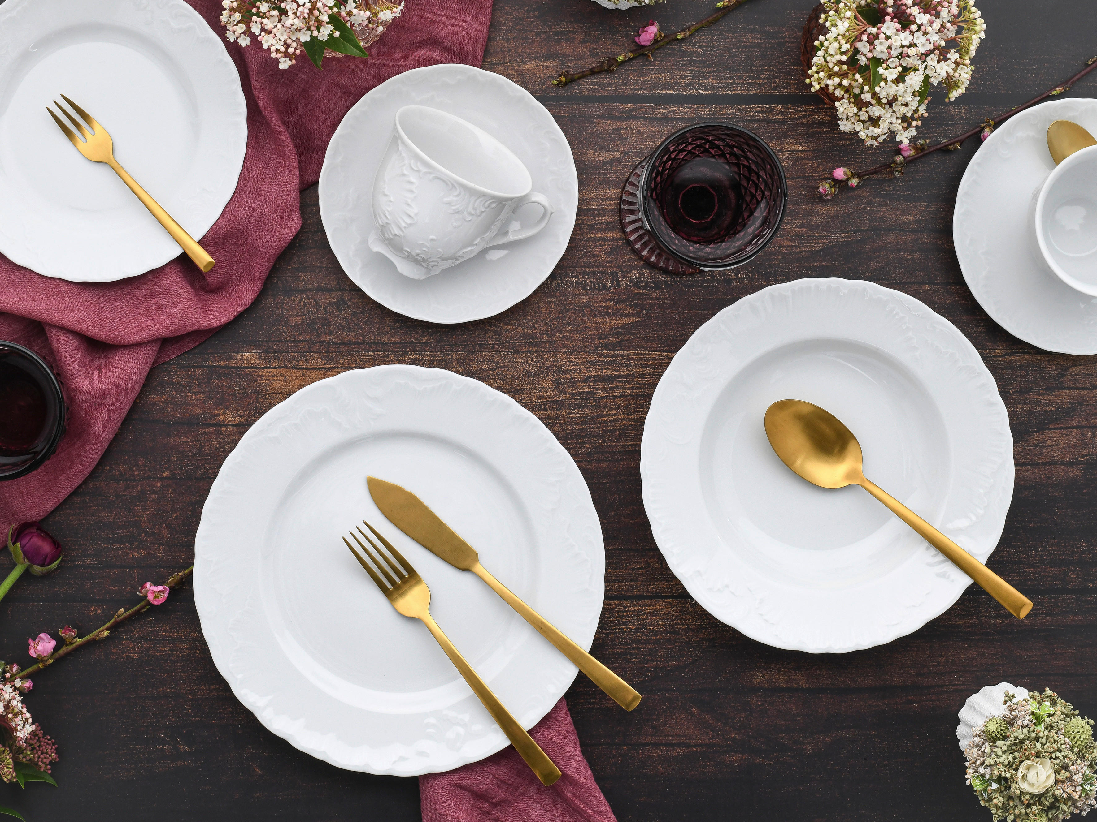 CreaTable Kombiservice Rokoko weiß Porzellan 30 tlg. Rokoko - weiß - CreaTable