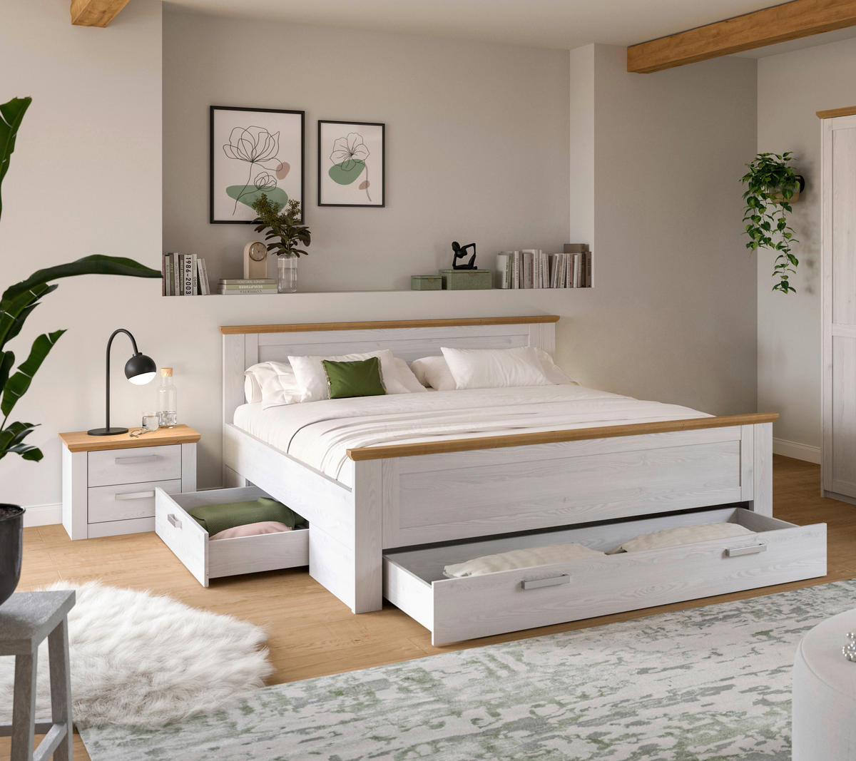 Bettanlage VERONA Sibiu Lärche Nachbildung Eiche Artisan Nachbildung VERONA - Eiche (245,00/90,00/209,00cm) - xonox.home