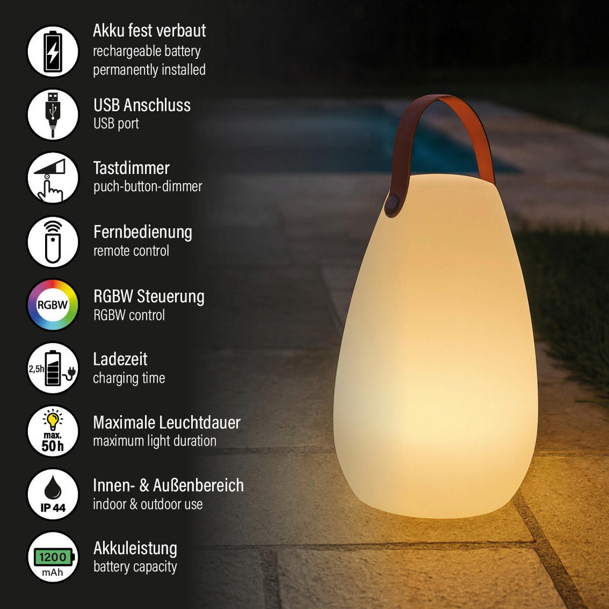 LED-Außenleuchte 850142 Ruby weiß H/D: ca. 20x14 cm Ruby - weiß (14,00/20,00cm) - easy! by FHL