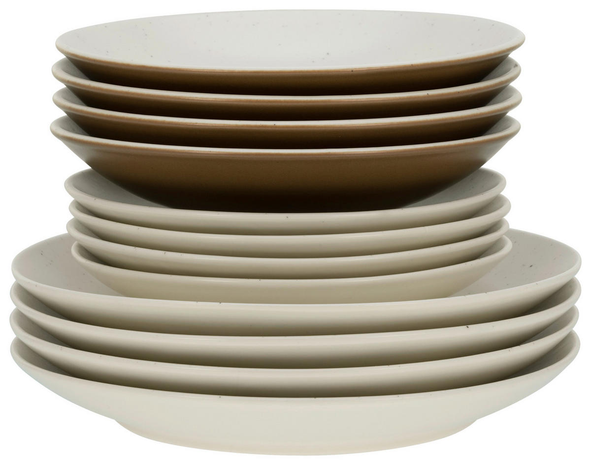 CreaTable Tafelservice SAND DUNES terracotta creme Keramik 12 tlg. SAND DUNES terracotta - terracotta/creme - CreaTable