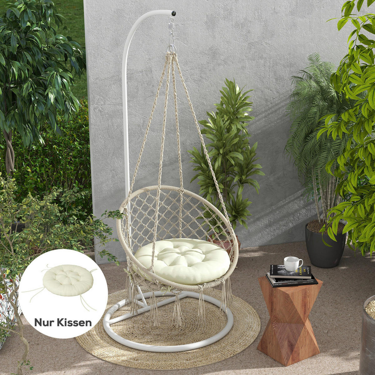 Outsunny Sitzkissen beige Polyester B/H/L: ca. 80x10x80 cm Sitzkissen - beige (80,00/80,00/10,00cm) - Outsunny