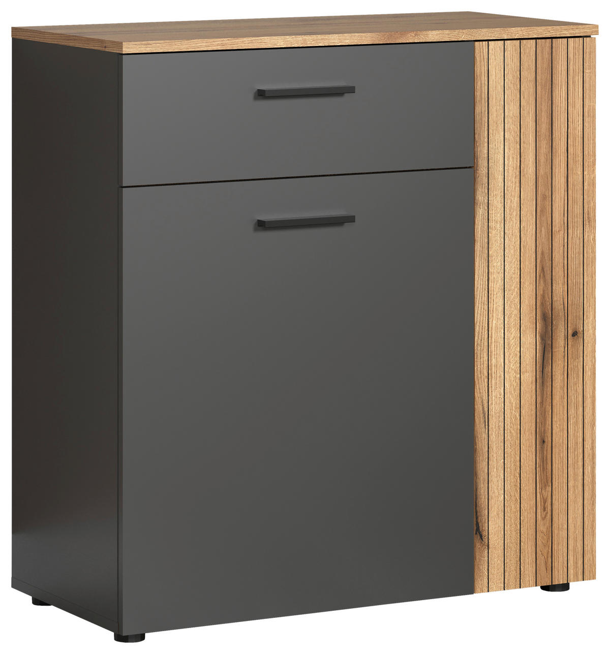 Kommode Esteban anthrazit Eiche Evoke Coast Nachbildung B/H/T: ca. 80x86x38 cm Esteban - Eiche/anthrazit (80,00/86,00/38,00cm)