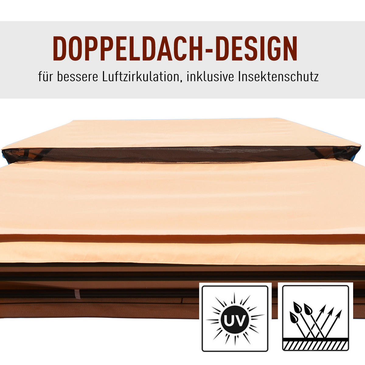 Outsunny Gartenschaukel beige Stahl B/H/T: ca. 232x245x149 cm Gartenschaukel - beige (232,00/245,00/149,00cm) - Outsunny