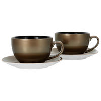 CreaTable Cappucinotassenset Golden Days gold Steinzeug 4 tlg. Golden Days - gold/schwarz - CreaTable