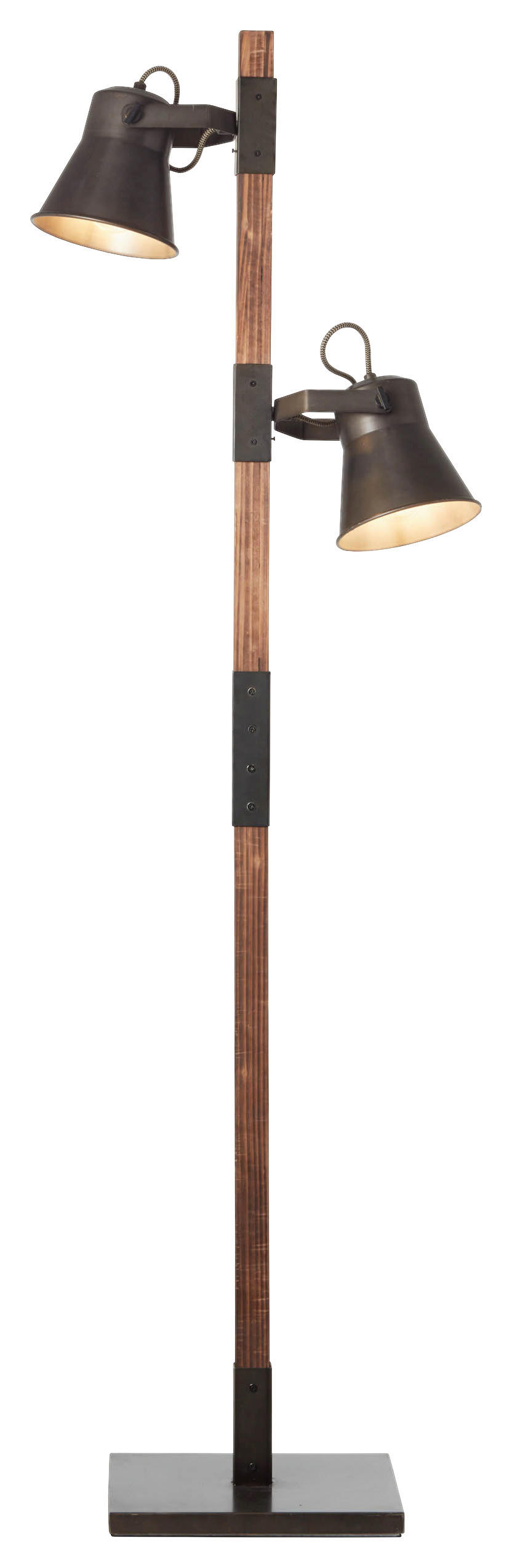 Brilliant Stehleuchte 82156/46 Plow schwarz Metall Holz H: ca. 154 cm E27 2 Brennstellen Plow - schwarz (154,00cm) - Brilliant