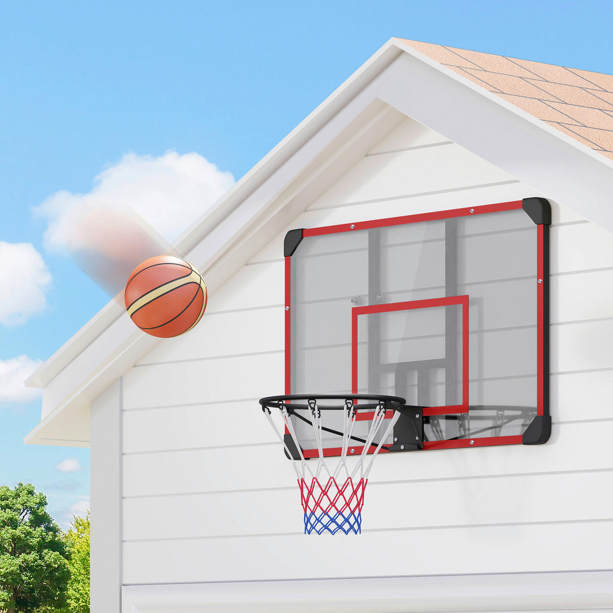SPORTNOW Basketballkorb rot Kunststoff B/H/L: ca. 61x73x113 cm Basketballkorb - rot/schwarz (113,00/61,00/73,00cm) - SPORTNOW