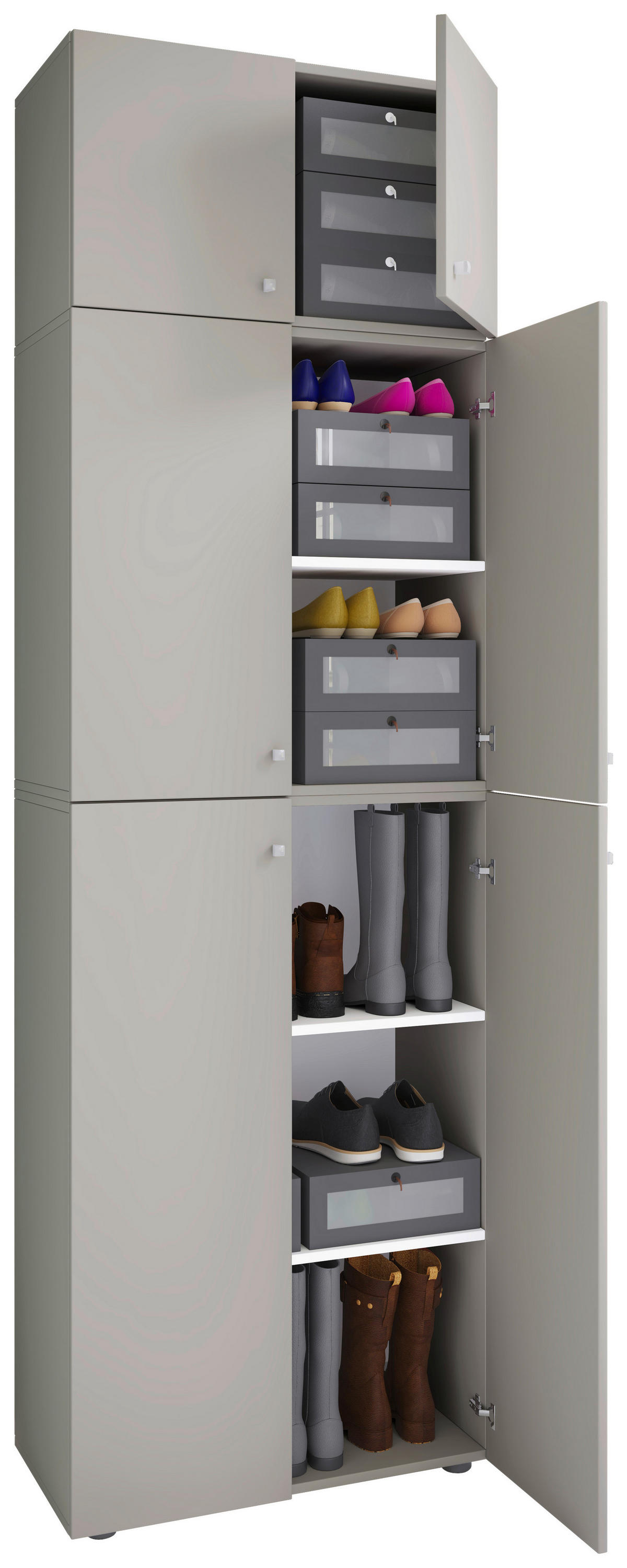 Schuhschrank Lona grau weiß B/H/T: ca. 70x223x39 cm Lona - weiß/grau (70,00/223,00/39,00cm) - VCM Möbel