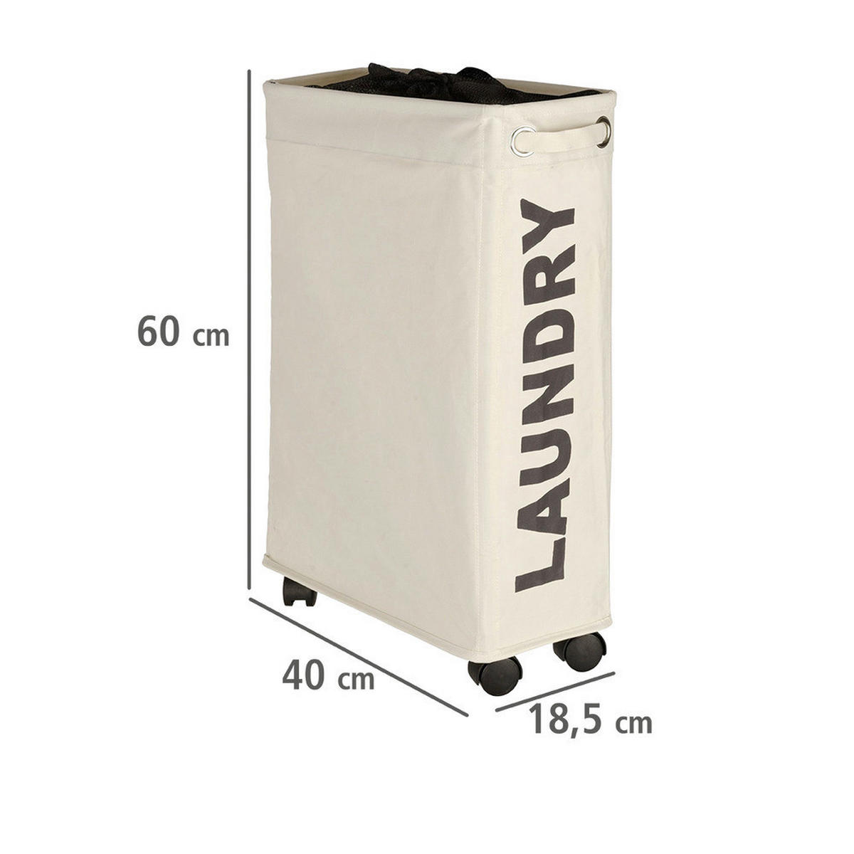 Wäschekorb beige braun Kunststoff Wäschesammler_Corno beige - beige/braun (40,00/19,00/60,00cm) - WENKO