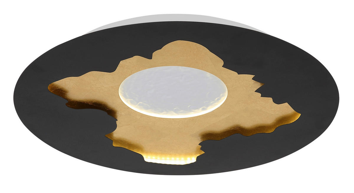 GLOBO LED-Deckenleuchte mattschwarz gold Opal Metall Acryl H/D: ca. 4,9x45 cm 1 Brennstellen OBSCURA - gold/Opal (45,00/4,90cm) - GLOBO