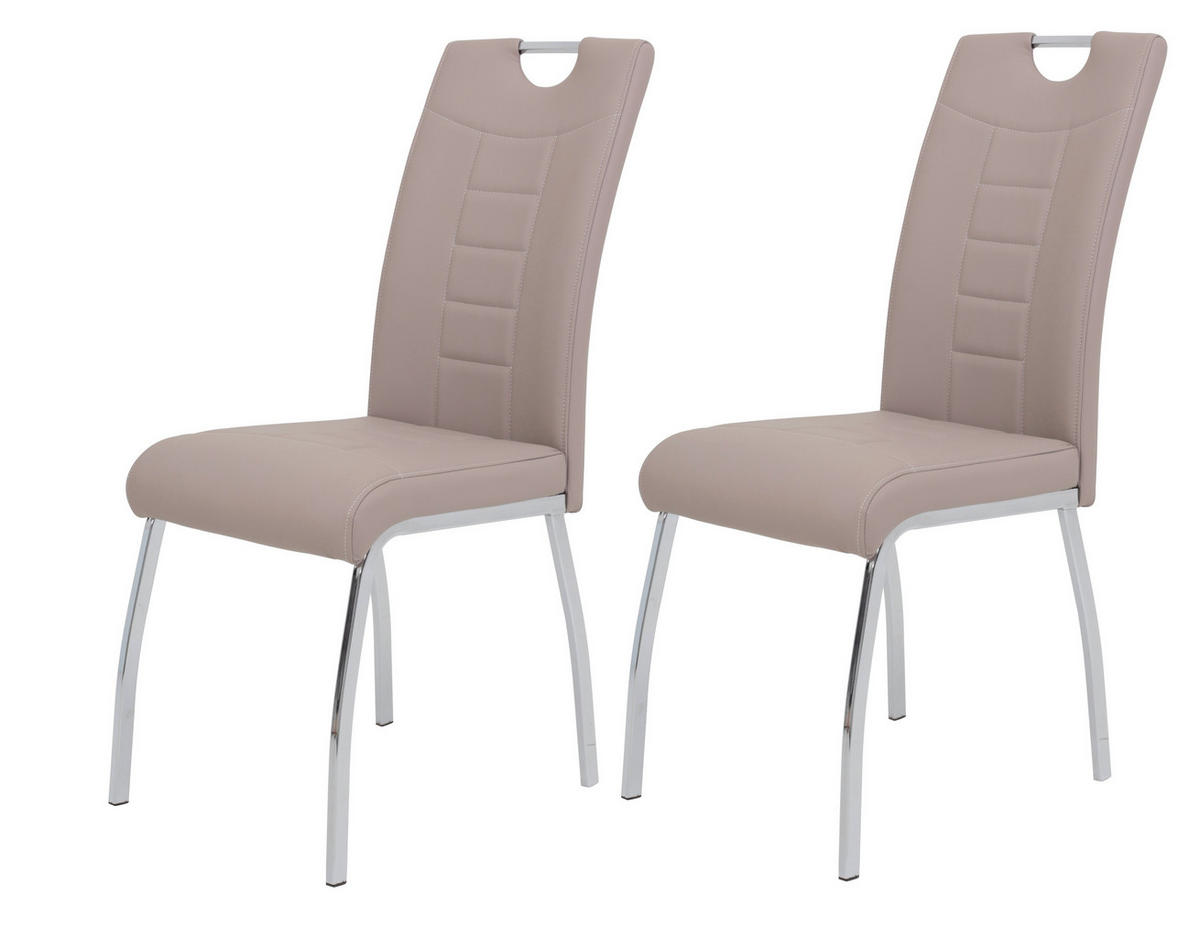 Stuhl Andrea 2er Set Cappuccino Kunstleder Metall B/H/T: ca. 43x100x64 cm Andrea 2er Set - Cappuccino (43,00/100,00/64,00cm) - Hela