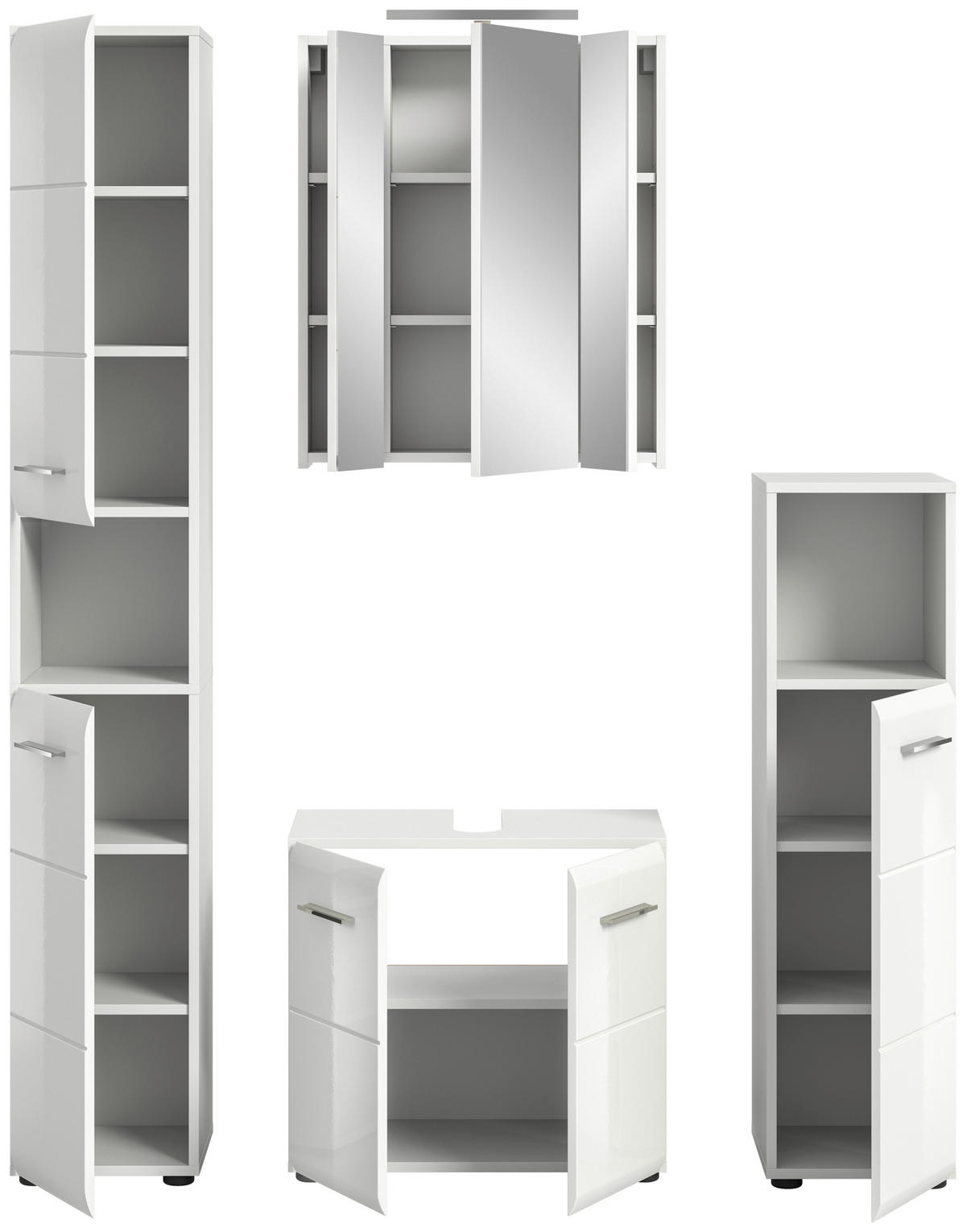 Badezimmer-Set Ice weiß weiß Hochglanz B/H/T: ca. 150x185x30 cm Ice - weiß (150,00/185,00/30,00cm) - xonox.home