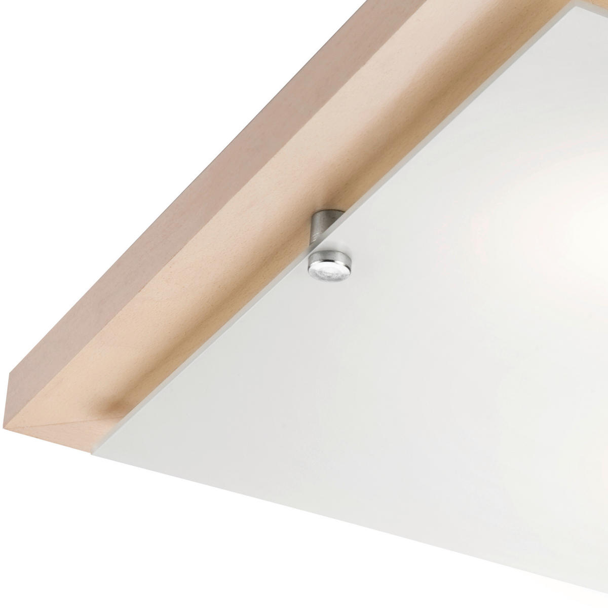 Lamkur Deckenleuchte PEDRO 27050 weiß Holz Glas H/L: ca. 6,5x35 cm E27 2 Brennstellen Pedro - weiß (35,00cm) - Lamkur