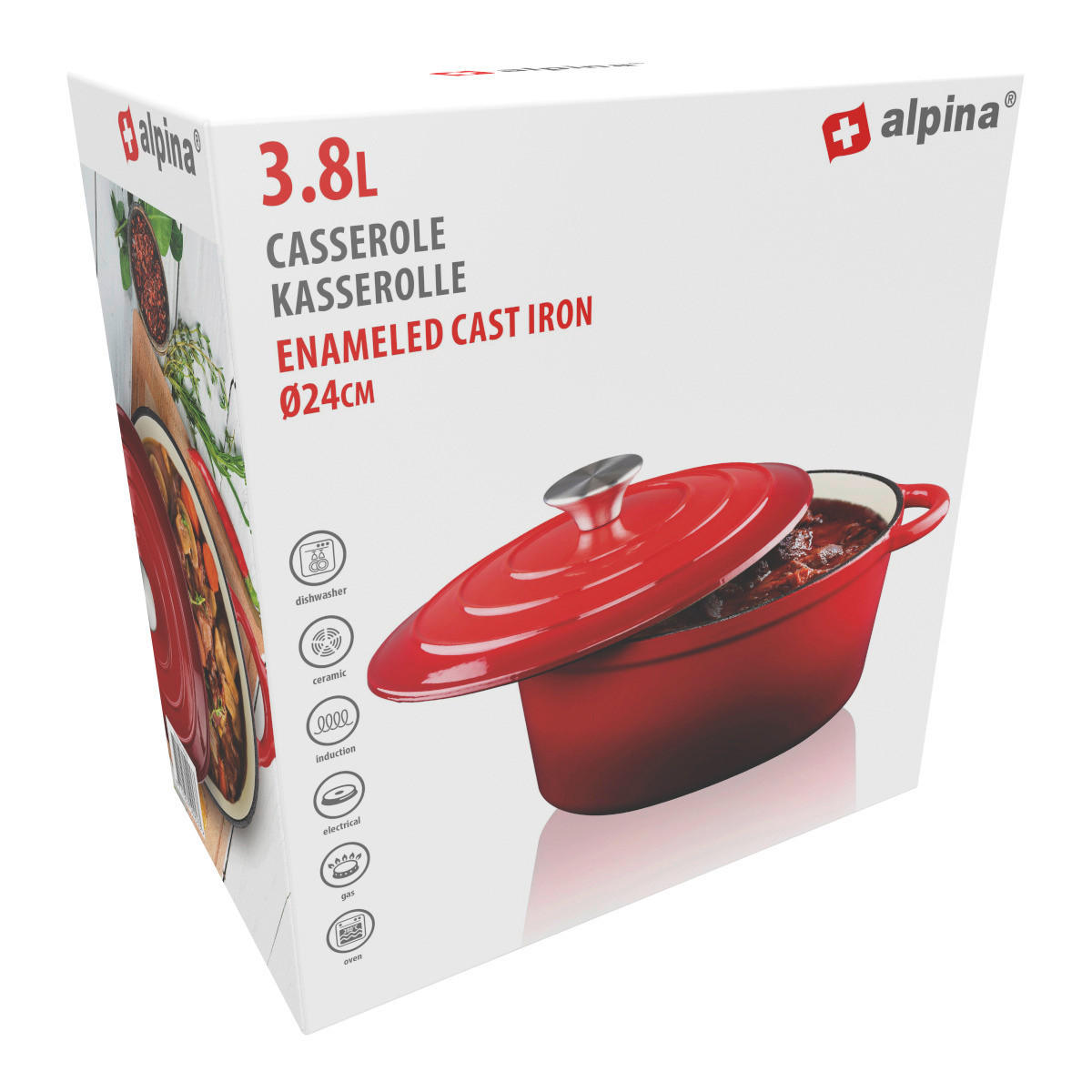 alpina Bräter rot Eisen D: ca. 24 cm Bräter_rund - rot (24,00cm) - Alpina