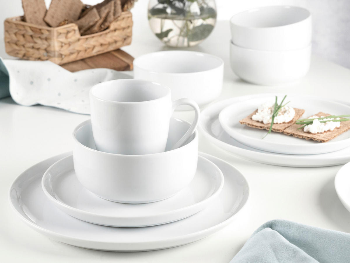 CreaTable Kombiservice Scandi weiß Porzellan 16 tlg. Scandi - weiß - CreaTable