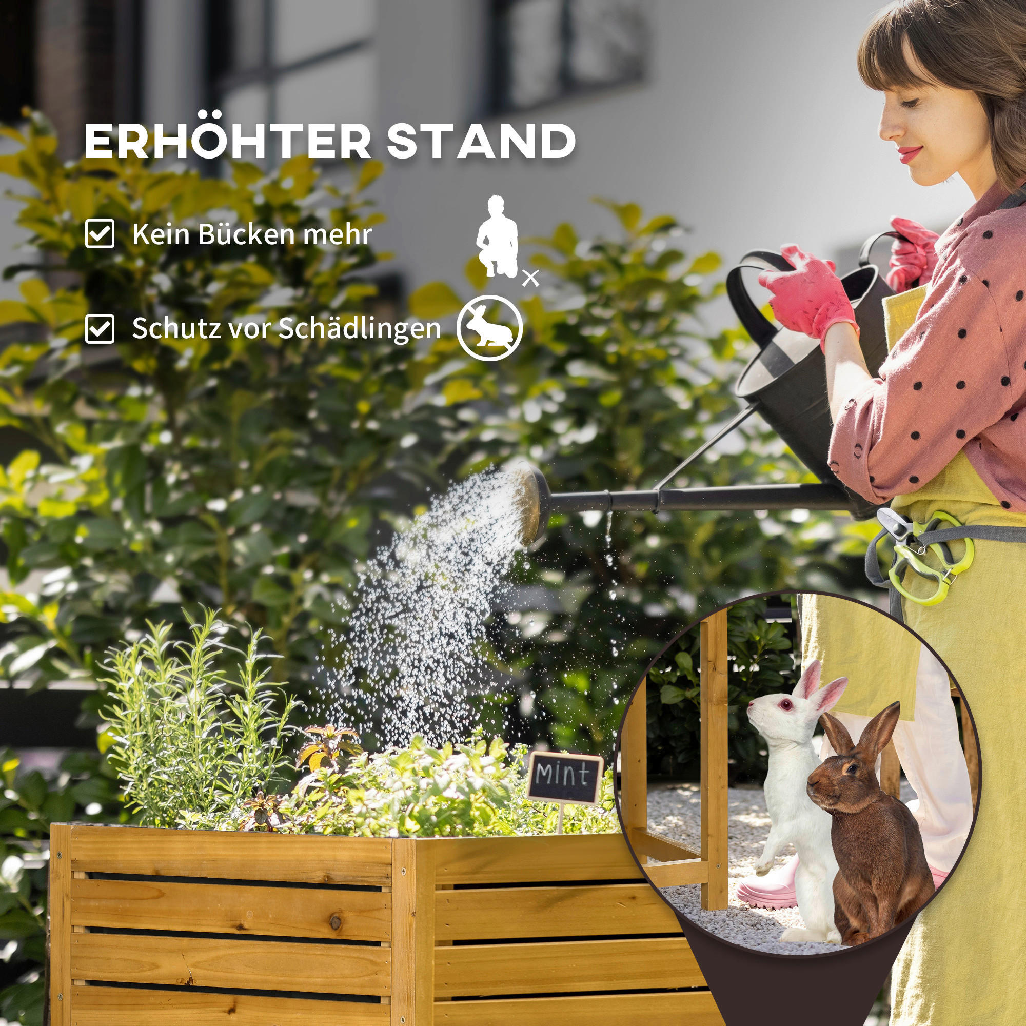 Outsunny Blumenkasten mit Arbeitsfläche Blumenkasten_mit_Arbeitsfläche - braun (64,00/63,00/74,50cm) - Outsunny