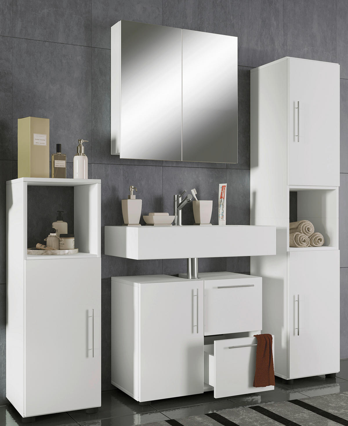 Badezimmer-Set Flandu weiß B/H/T: ca. 61x51x32 cm Flandu - weiß (61,00/51,00/32,00cm) - VCM Möbel