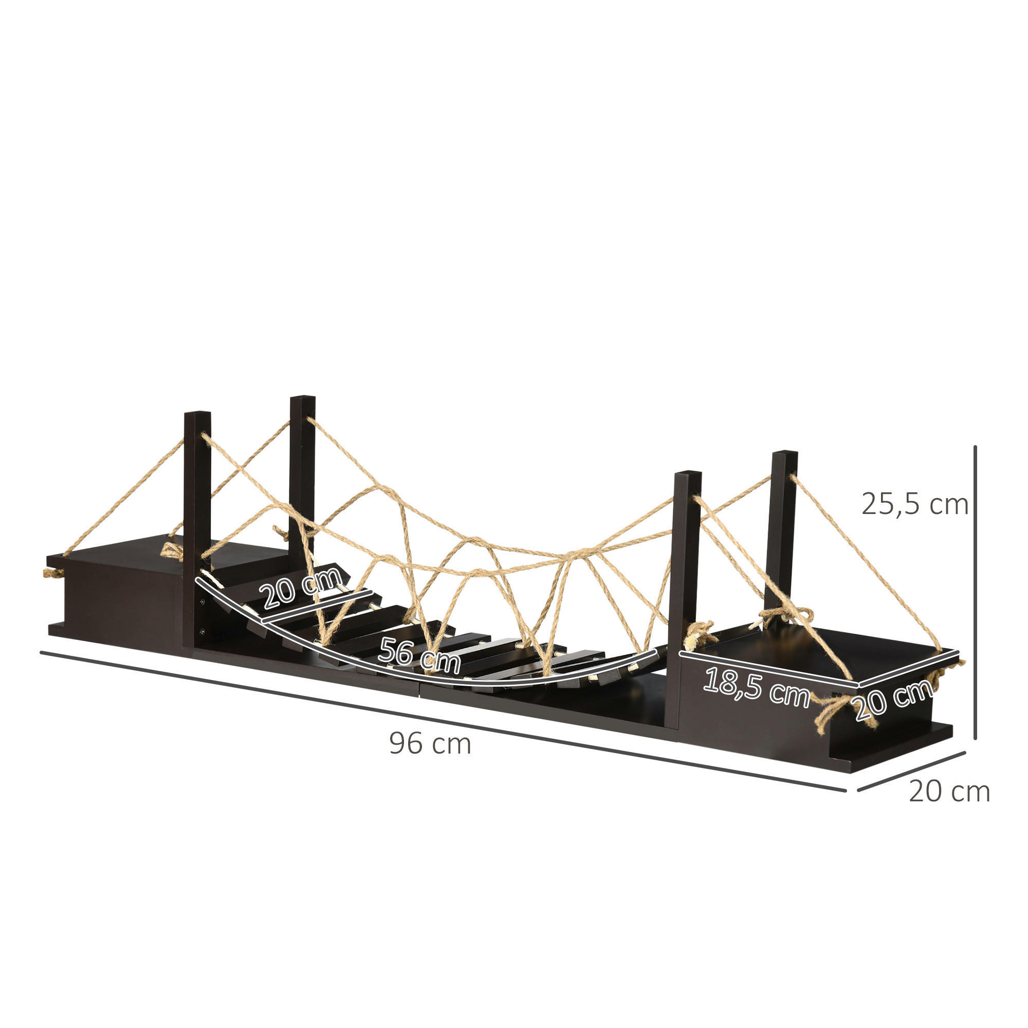 PawHut Katzen-Zubehör braun Edelstahl B/H/L: ca. 20x96x25,5 cm Katzenregal - braun (25,50/20,00/96,00cm) - PawHut