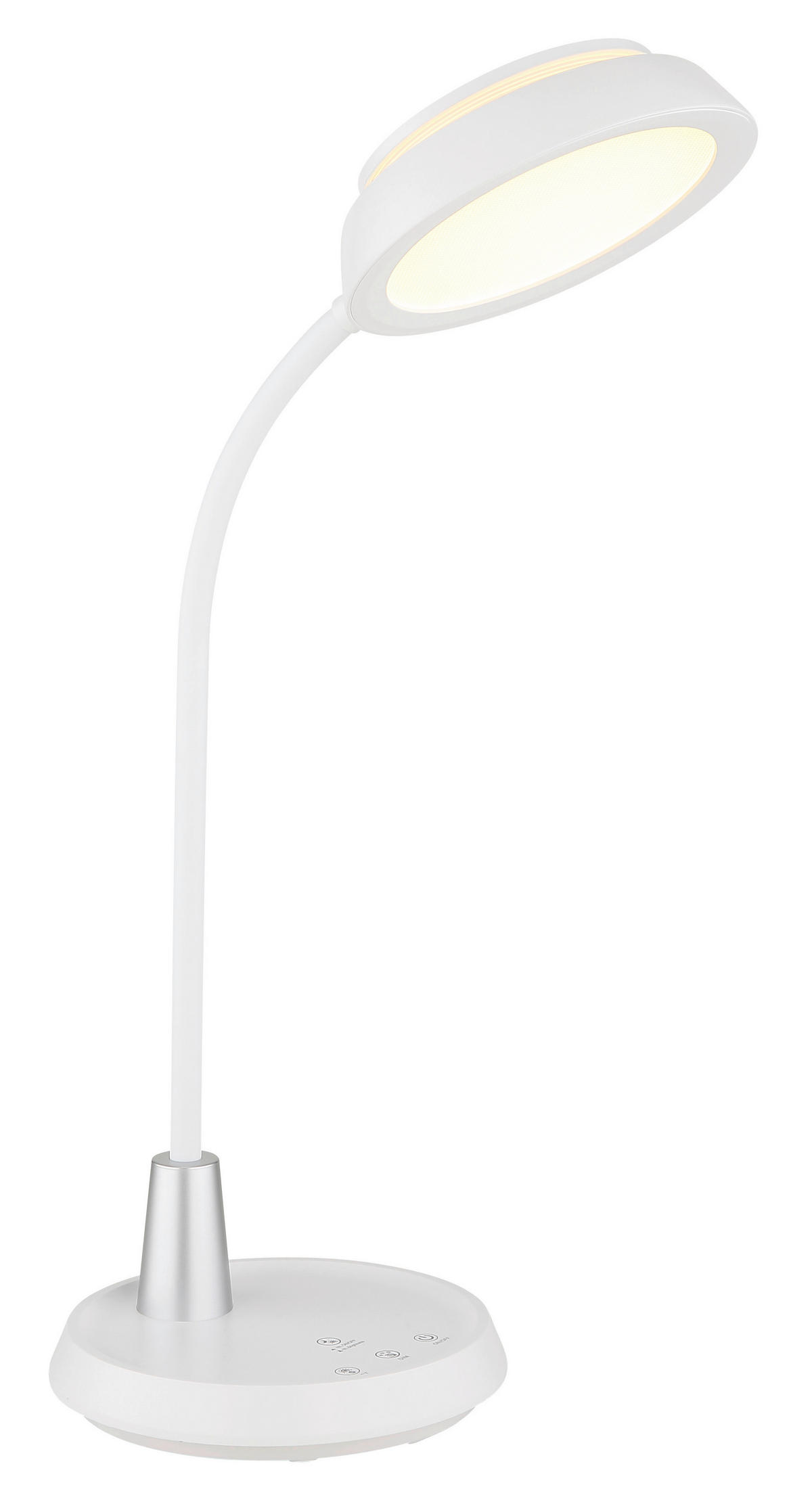 GLOBO Tischleuchte silber weiß Opal Kunststoff Silikon PVC B/H/L: ca. 17,2x44,8x30,6 cm 1 Brennstellen KIRK - weiß/Opal (30,60/17,20/44,80cm) - GLOBO