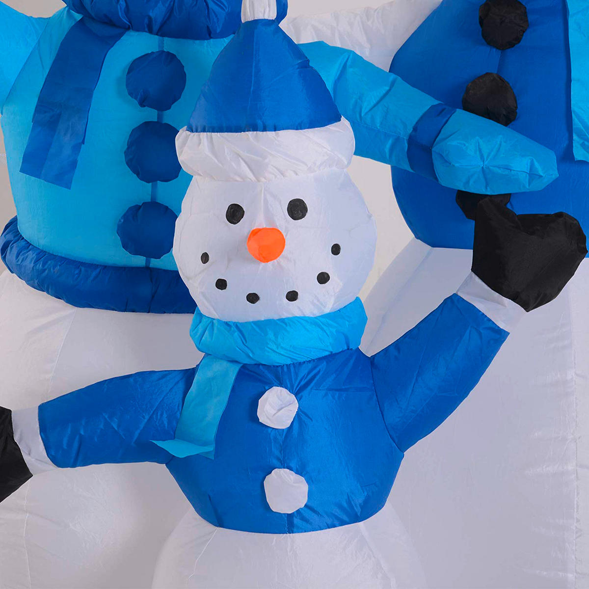 HOMCOM Schneemannfamilie LED-Schneemannfamilie_aufblasbar - blau/weiß (100,00/55,00/120,00cm) - HOMCOM