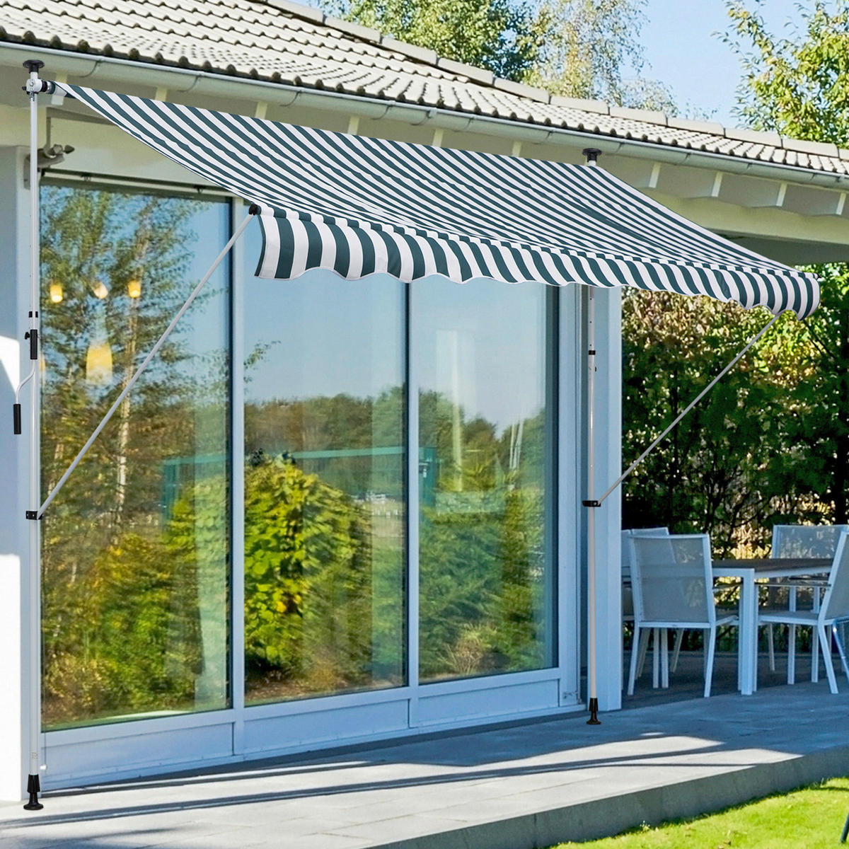Markise grün B/H/L: ca. 150x280x300 cm Markise - weiß/grün (300,00/150,00/280,00cm) - Outsunny
