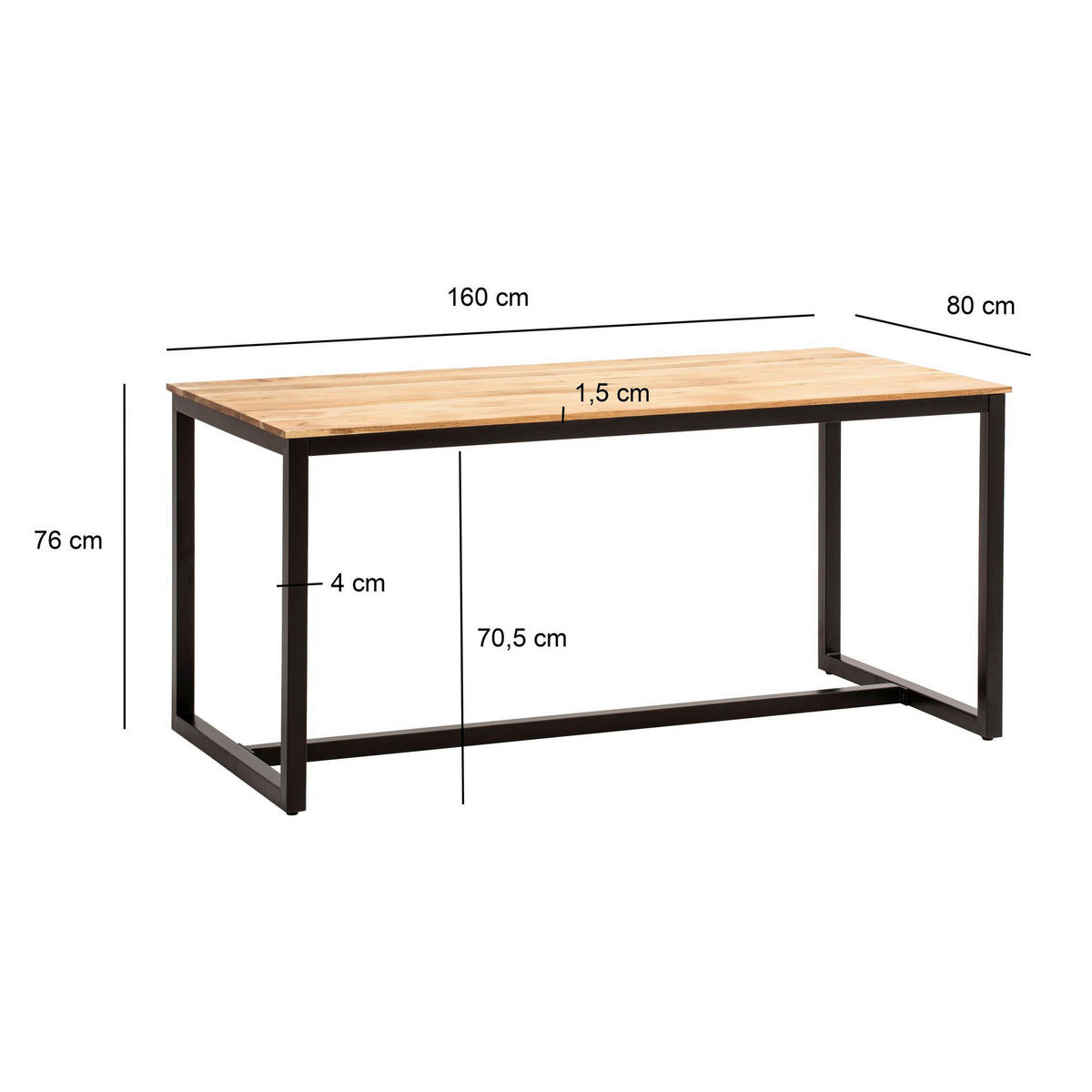 Esstisch B/H/T: ca. 160x76x80 cm Esszimmertisch - (160,00/76,00/80,00cm) - Wohnling