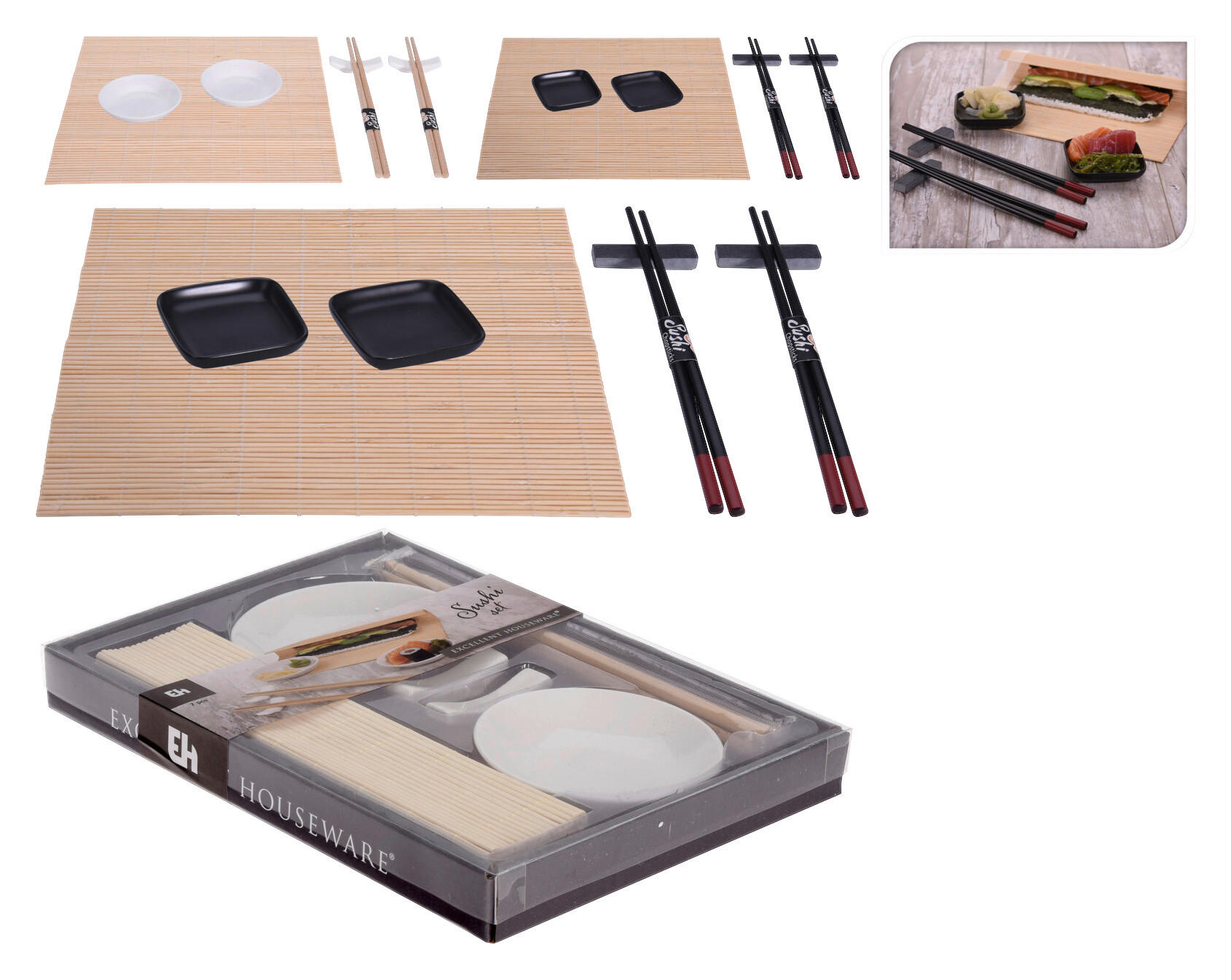 Excellent Houseware Sushi-Set 7-teilig weiß Porzellan Sushiset_7tlg. - weiß - Excellent Houseware