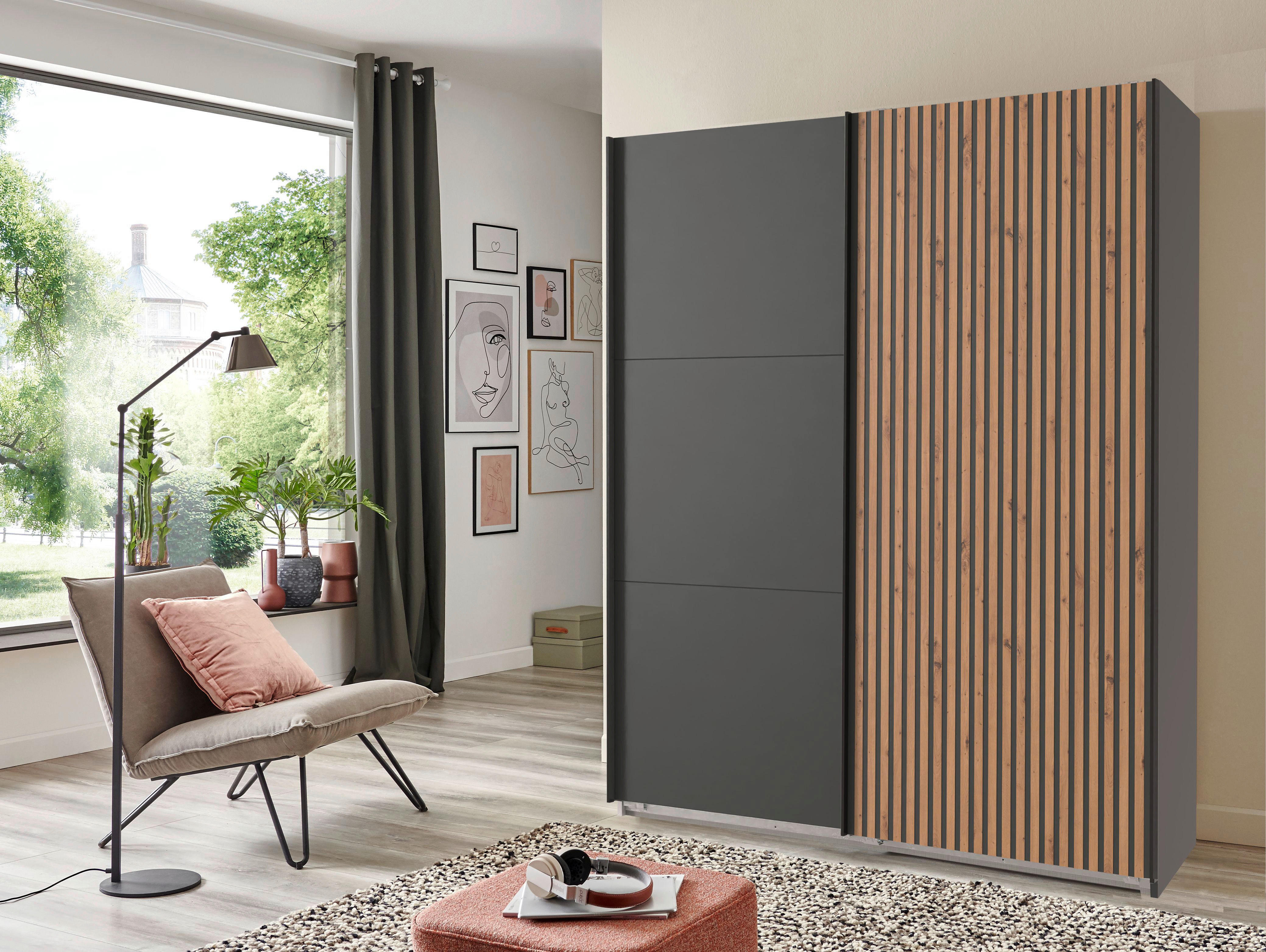 Schwebetürenschrank Andorra Graphit B/H/T: ca. 200x216x65 cm Andorra - Graphit (200,00/216,00/65,00cm)