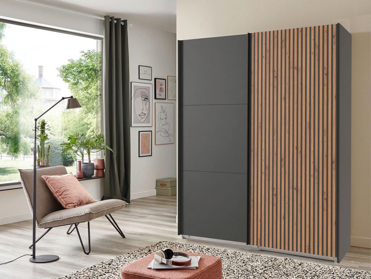 Schwebetürenschrank Andorra Graphit B/H/T: ca. 200x216x65 cm Andorra - Graphit (200,00/216,00/65,00cm)
