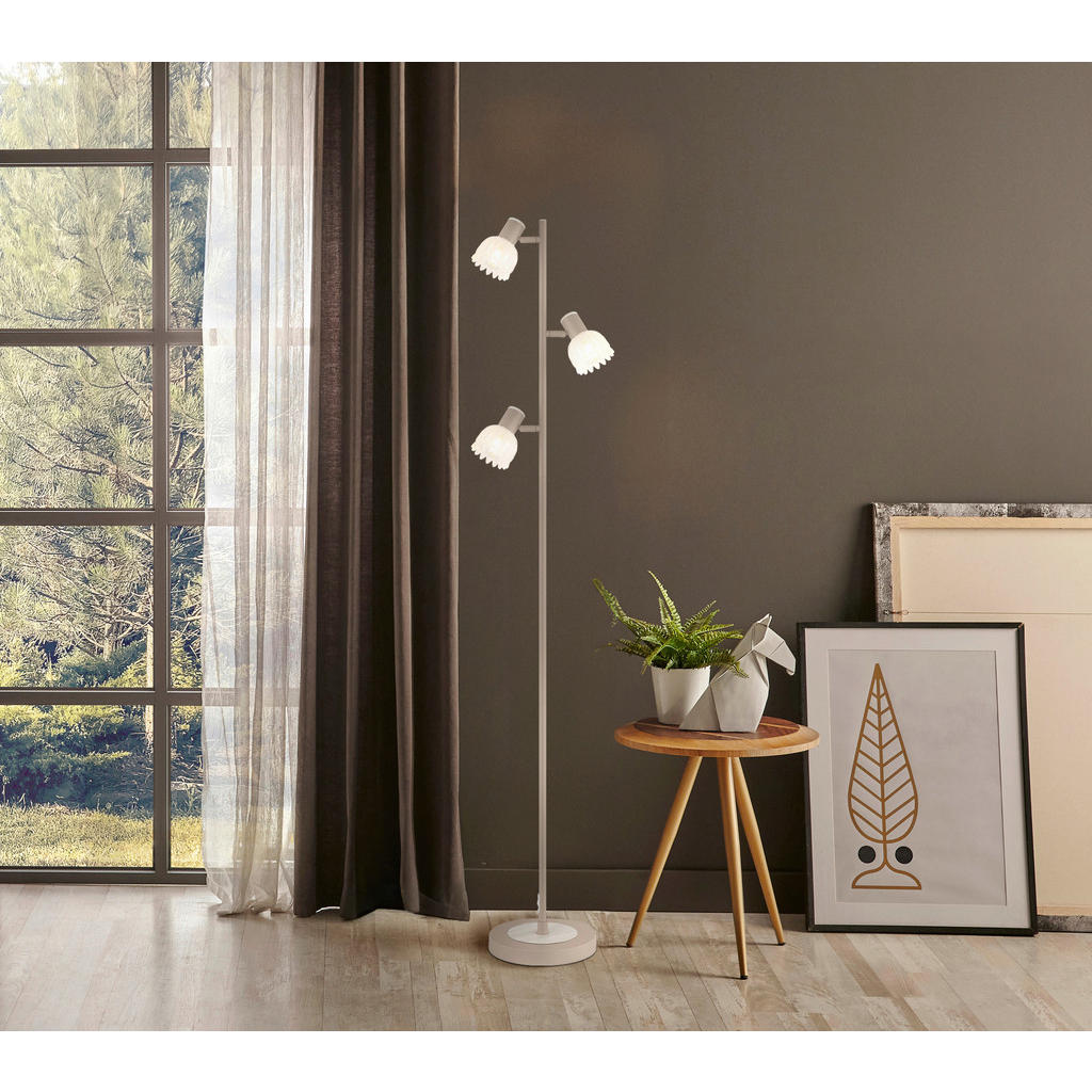 Thumbnail - GLOBO Stehleuchte sand Glas Metall B/H/L: ca. 12x60x26 cm 3 Brennstellen