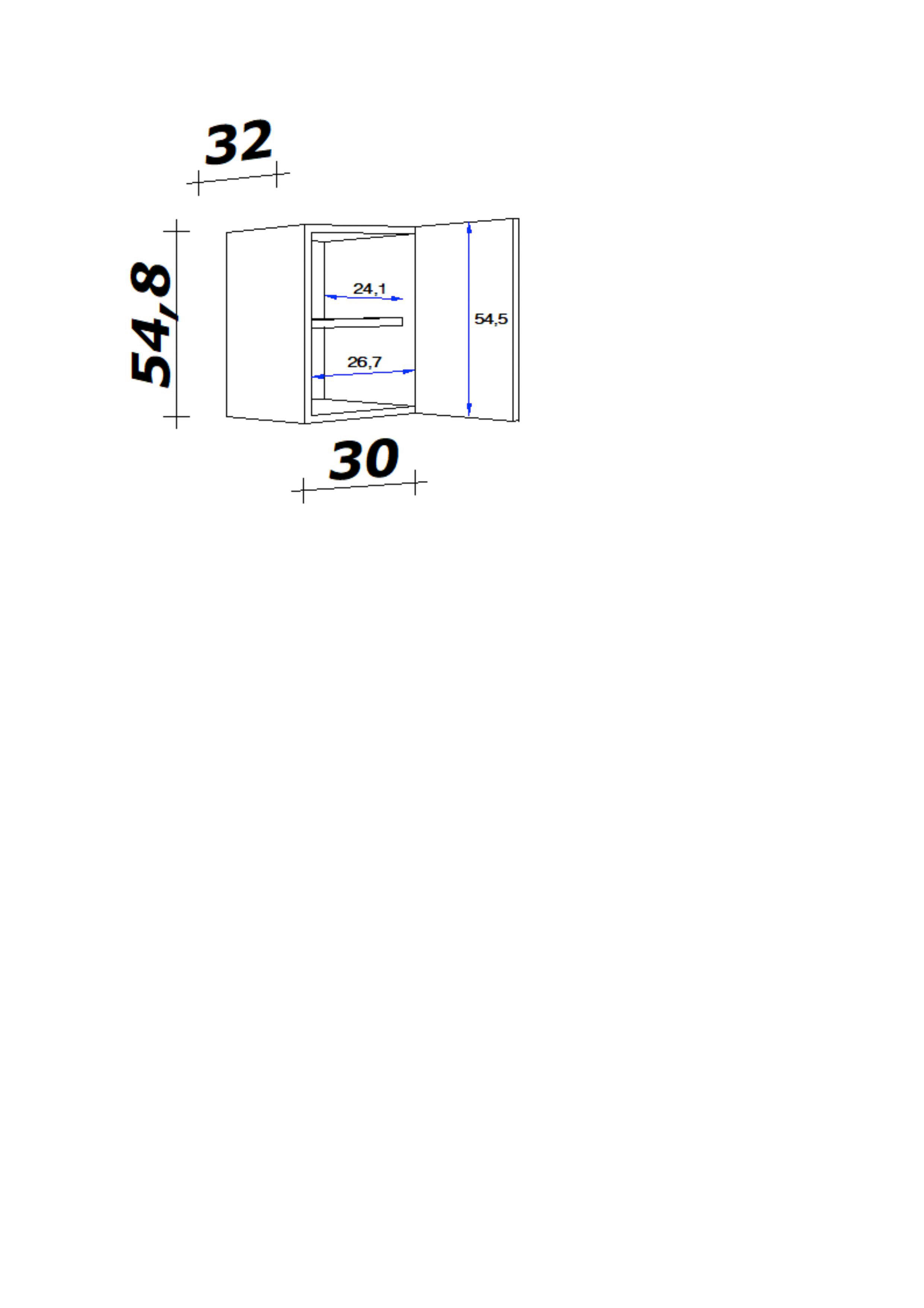 Hängeschrank Valero weiß Hochglanz B/H/T: ca. 30x54,8x32 cm Valero - Eiche/weiß (30,00/54,80/32,00cm) - Flex-Well