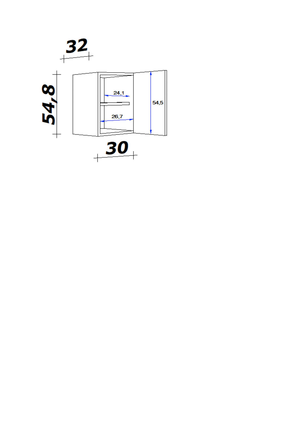 Hängeschrank Valero weiß Hochglanz B/H/T: ca. 30x54,8x32 cm Valero - Eiche/weiß (30,00/54,80/32,00cm) - Flex-Well