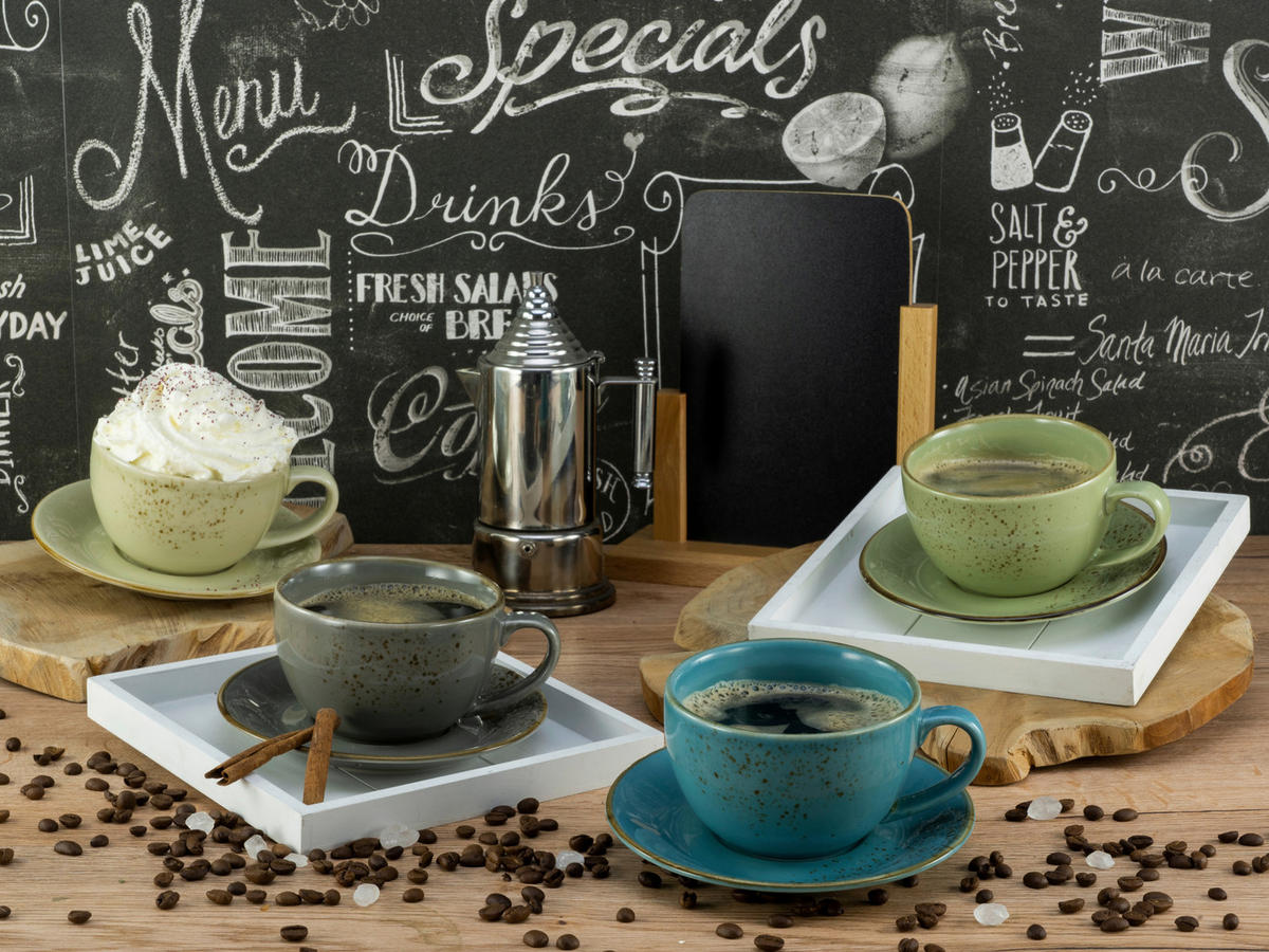 CreaTable Cappuccino-Set NATURE COLLECTION multicolor Steinzeug NATURE COLLECTION - multicolor - CreaTable
