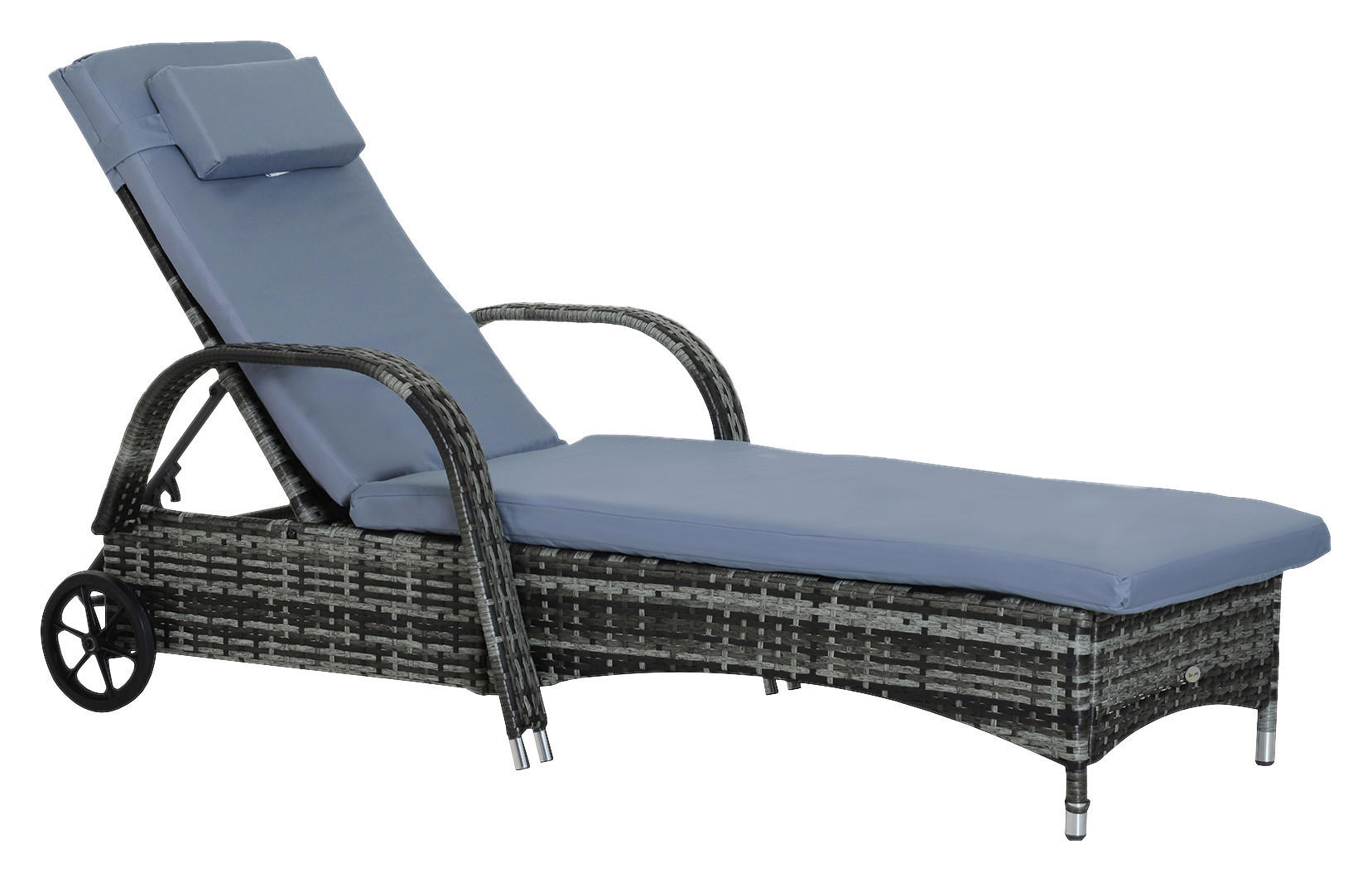 Outsunny Sonnenliege blau Edelstahl B/H/L: ca. 73x200x103 cm Sonnenliege - blau/grau (103,00/73,00/200,00cm) - Outsunny