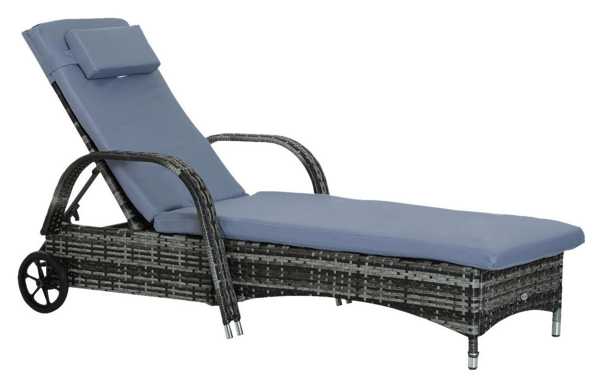 Outsunny Sonnenliege blau Edelstahl B/H/L: ca. 73x200x103 cm Sonnenliege - blau/grau (103,00/73,00/200,00cm) - Outsunny