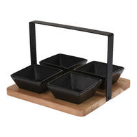 Servierset schwarz Steingut B/L: ca. 20x20 cm Servierset_5tlg. - natur/schwarz (20,00/20,00cm)
