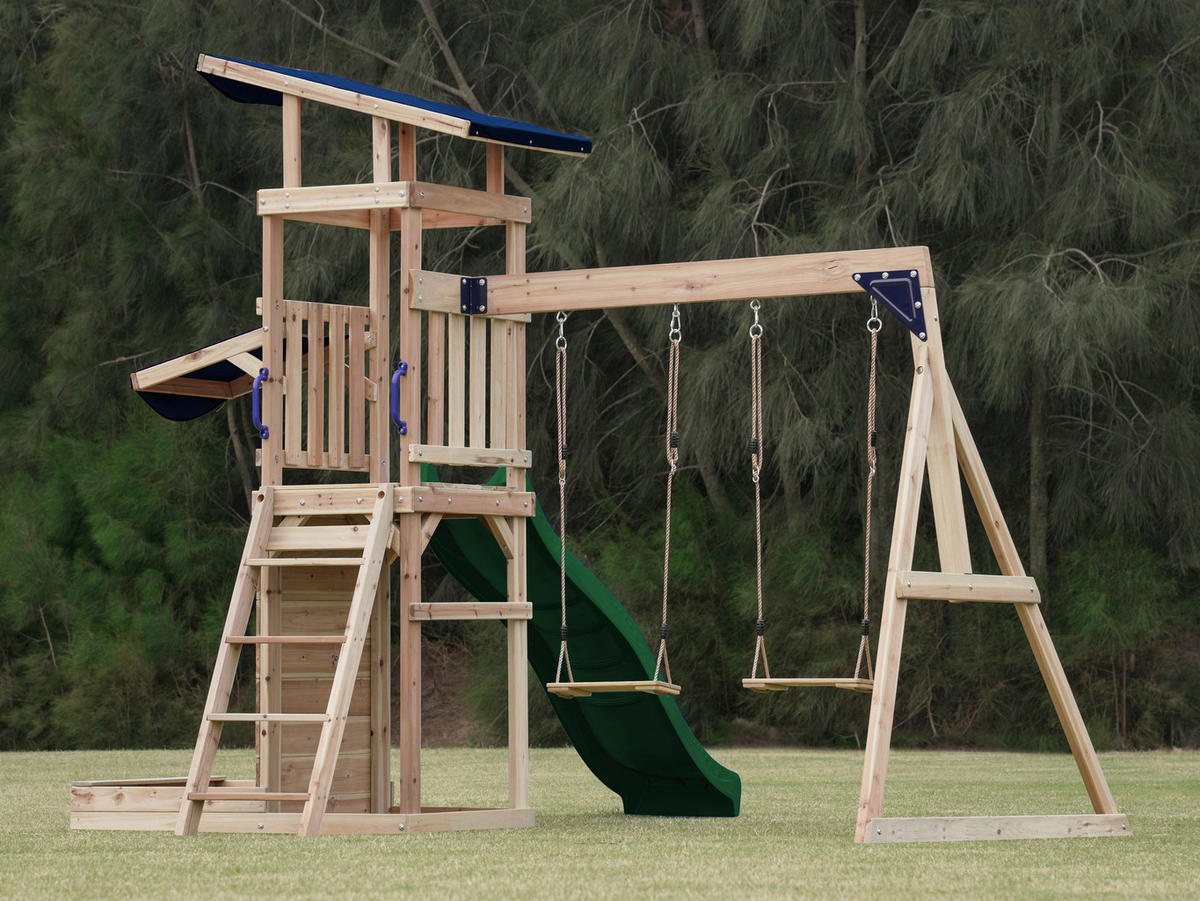 AXI Spielturm Malik braun B/H/L: ca. 345x270x336 cm Malik - braun/grün (336,00/345,00/270,00cm) - AXI