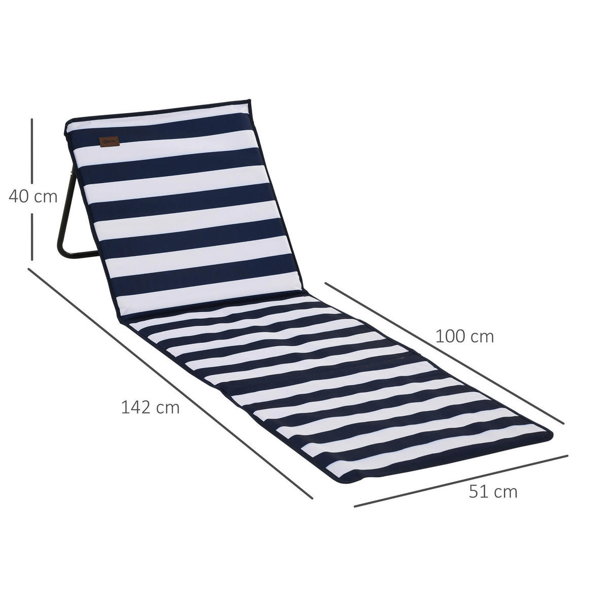 Outsunny Strandliegen blau Polyester B/H/L: ca. 51x40x142 cm Strandliegen - blau/weiß (142,00/51,00/40,00cm) - Outsunny