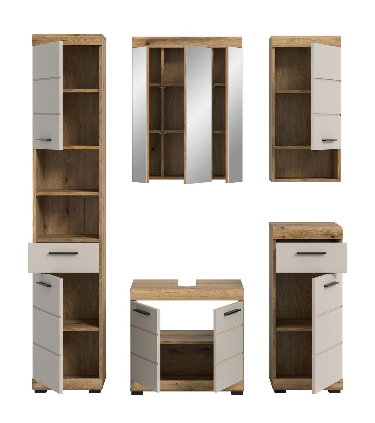 Badezimmer-Set Scout Evoke Oak Nachbildung Kaschmirgrau Nachbildung B/H/T: ca. 164x191x34 cm Scout - Kaschmirgrau (164,00/191,00/34,00cm) - xonox.home
