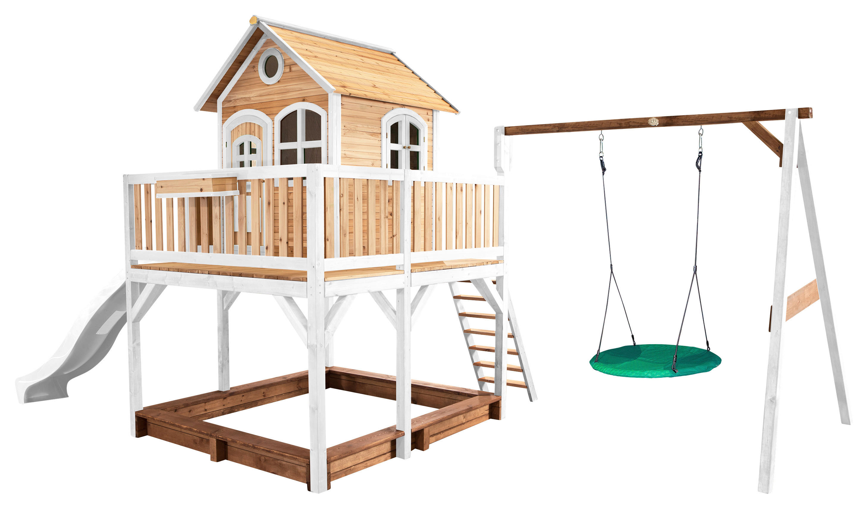 AXI Spielhaus Liam braun B/H/L: ca. 541x291x277 cm Liam - braun/weiß (277,00/541,00/291,00cm) - AXI