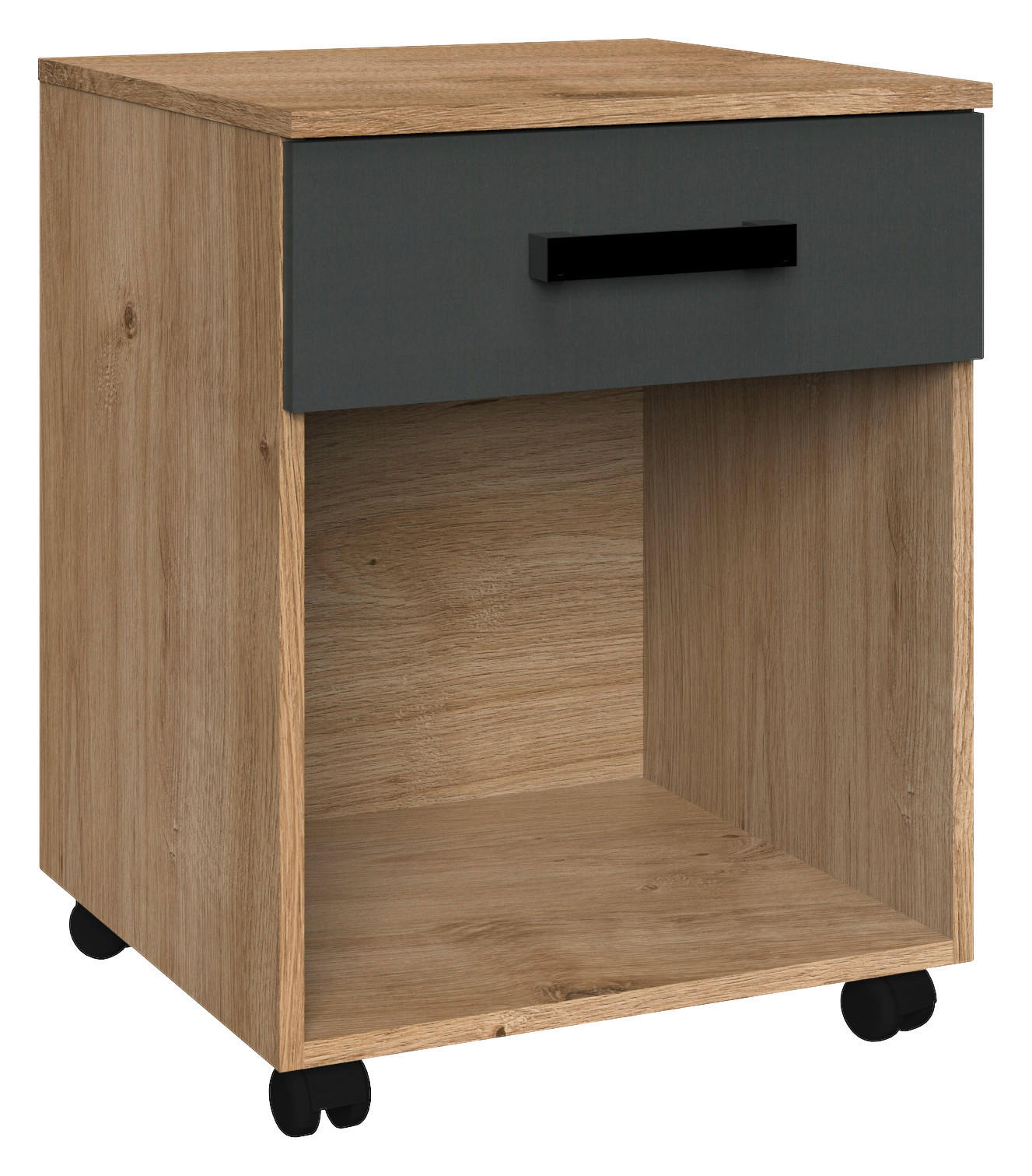 Rollcontainer Liverpool Plankeneiche Nachbildung B/H/T: ca. 46x58x40 cm Liverpool - schwarz/Graphit (46,00/58,00/40,00cm)