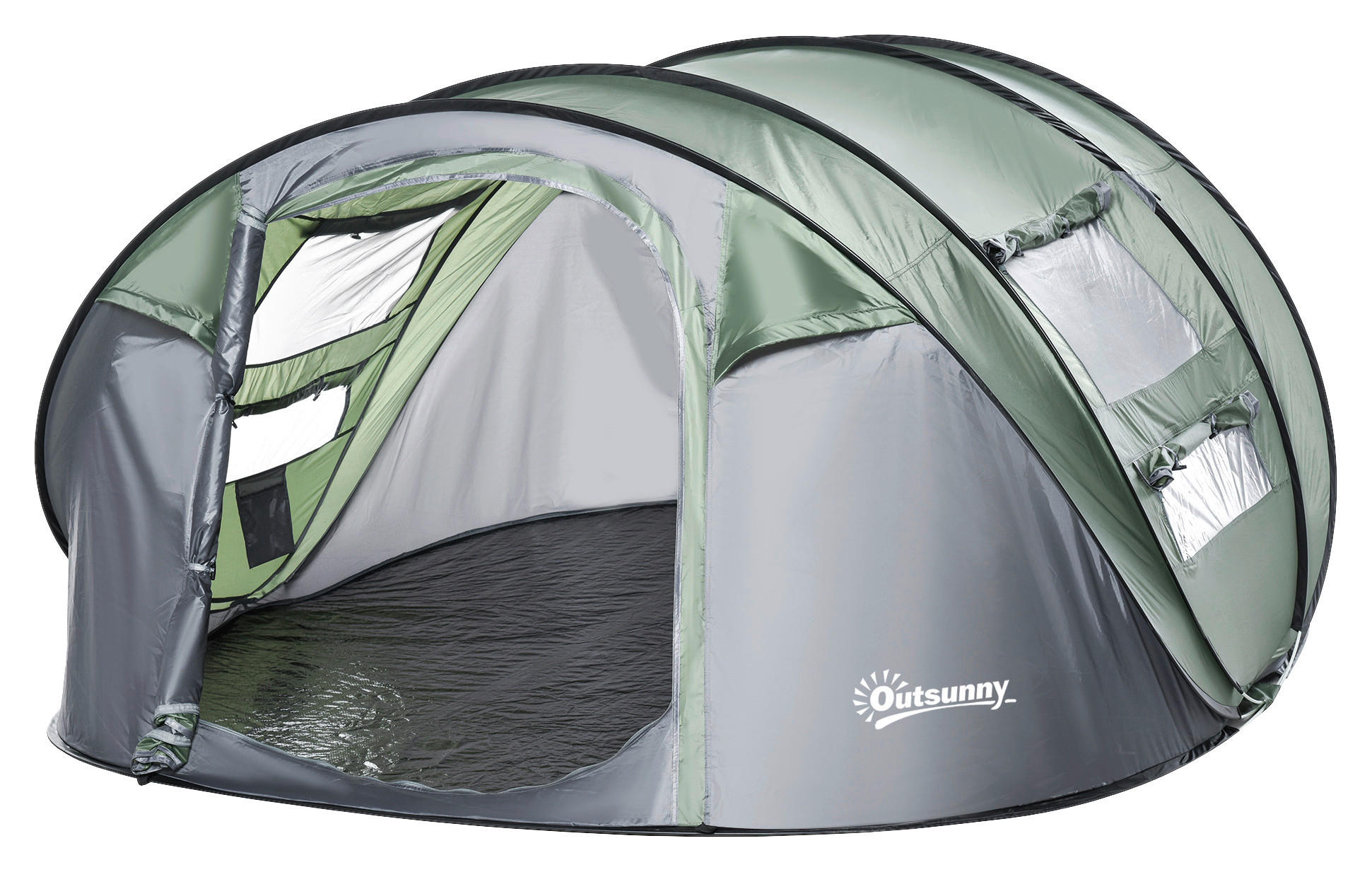 Outsunny Zelt grau Polyester B/H/L: ca. 220x263,5x123 cm Kuppelzelt - dunkelgrün/grau (123,00/220,00/263,50cm) - Outsunny