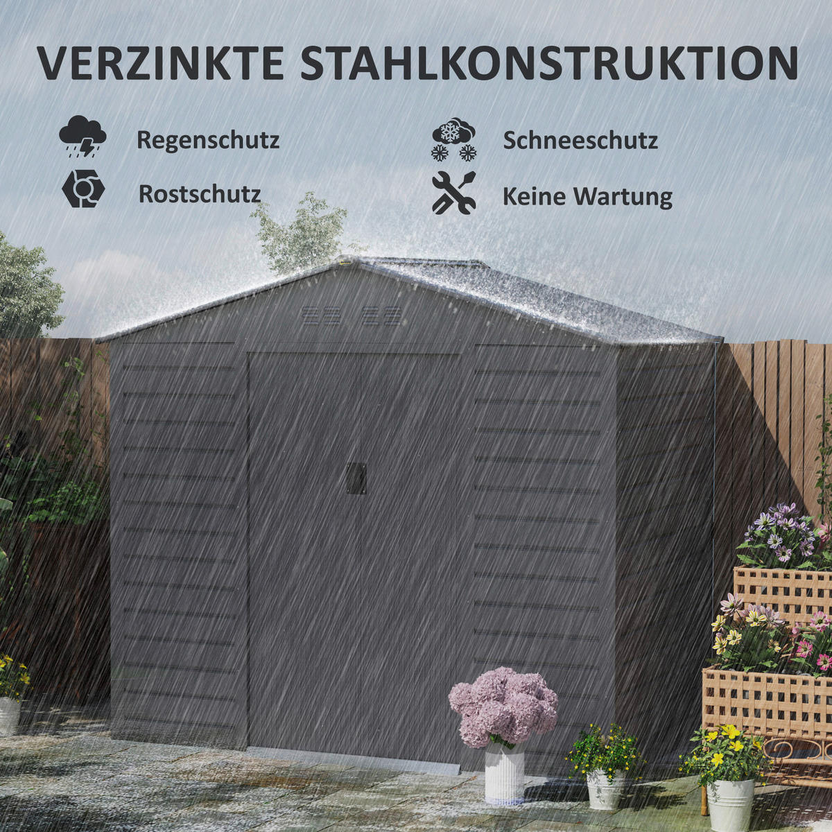 Outsunny Gerätehaus grau B/H/L: ca. 131x192x213 cm Gerätehaus - grau (213,00/131,00/192,00cm) - Outsunny