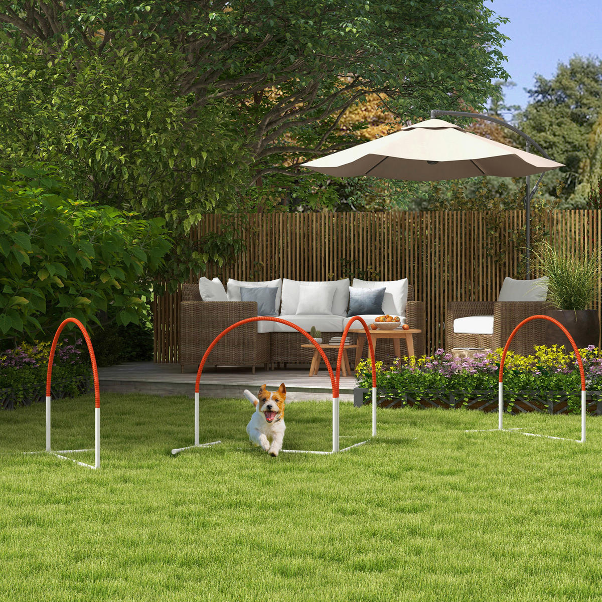 PawHut Hunde-Agility-Set weiß Kunststoff B/H/L: ca. 69x99x89 cm Hunde-Agility-Set - orange/weiß (89,00/69,00/99,00cm) - PawHut